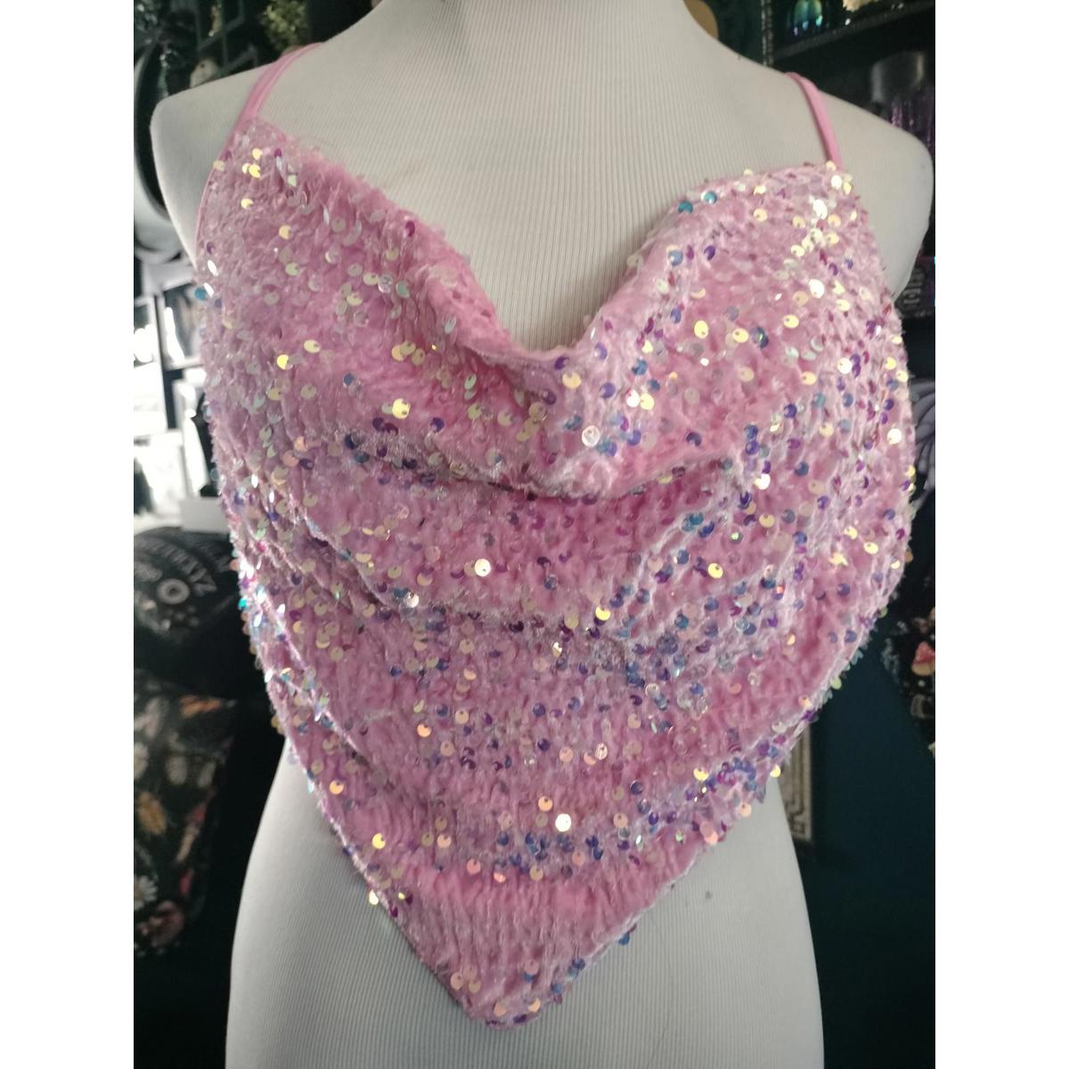 Sparkly Pink Sequin Clubwear Top